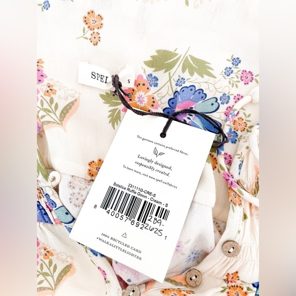 New Spell Floral Boho Maxi dress SZ XS Cream Cottage - Picture 13 of 16